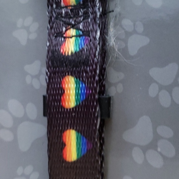 Millenium Black with Rainbow Hearts Adjustable Dog Collar Size S 9 to 14 inches - Picture 4 of 7